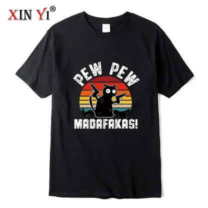 Summer Casual Men's High Quality T-shirt 100% Cotton Cool Funny Cat Printed T-shirt Casual O-neck Loose for Men T Shirt Tees Top