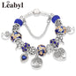 Antique Tibetan Silver Tree of Life Charm Bracelets Green Crystal Flower Bead Bracelet with Heart Diy Jewelry Pulsera Mujer