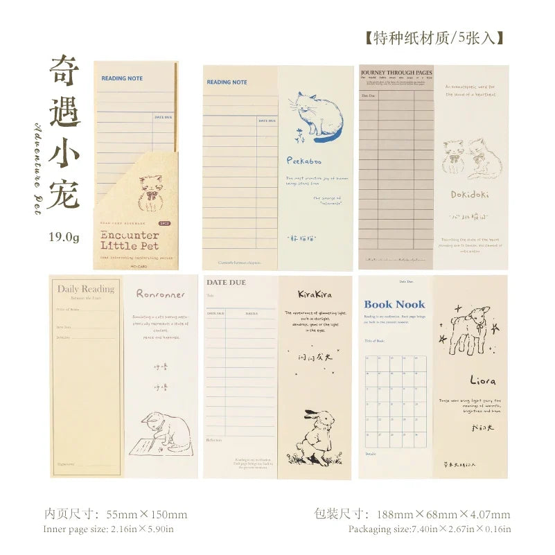 Journal GO 5pcs Ins Style Vintage Bookmark Creative Notes Book Mark for Students School Office Supplies Stationery