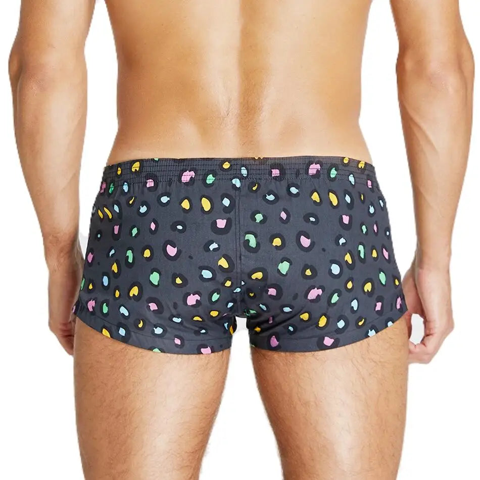 SEOBEAN 100% Cotton Boxers Printed Men's Underwear Boxer Shorts Arrow Panties Home Underpants Shorts Men Pajama Sleep Bottoms