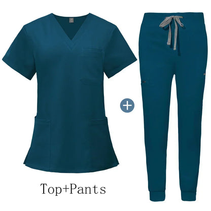 Unisex V-Neck Scrub Set with Jogger Pants