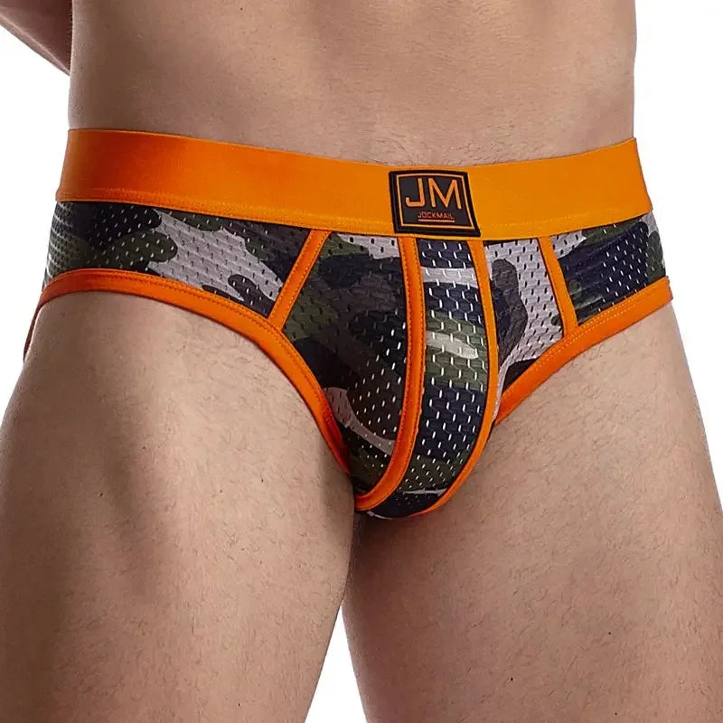 Man's Underwear Briefs Underpants Nylon Low-rise Mesh Breathable Camouflage Men's Briefs Swimwear Shorts