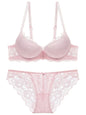 1 Set Elegant Lace Embroidery & Breathable Fabric Lingerie Set: Push-Up Bra, Drop Waist Sheer Panty - Ultimate Valentine's Day