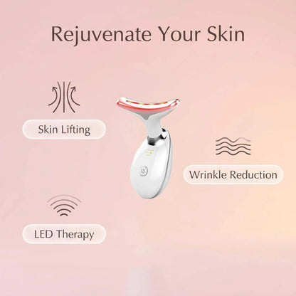 7 Colors LED Light Face Neck Beauty Device with Vibration Massage for