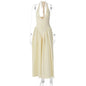 Talenza Backless Deep V Spliced Long Dress Summer Women's Sexy Party Dress Halter New Fashion Slim White Sleeveless Long Dress