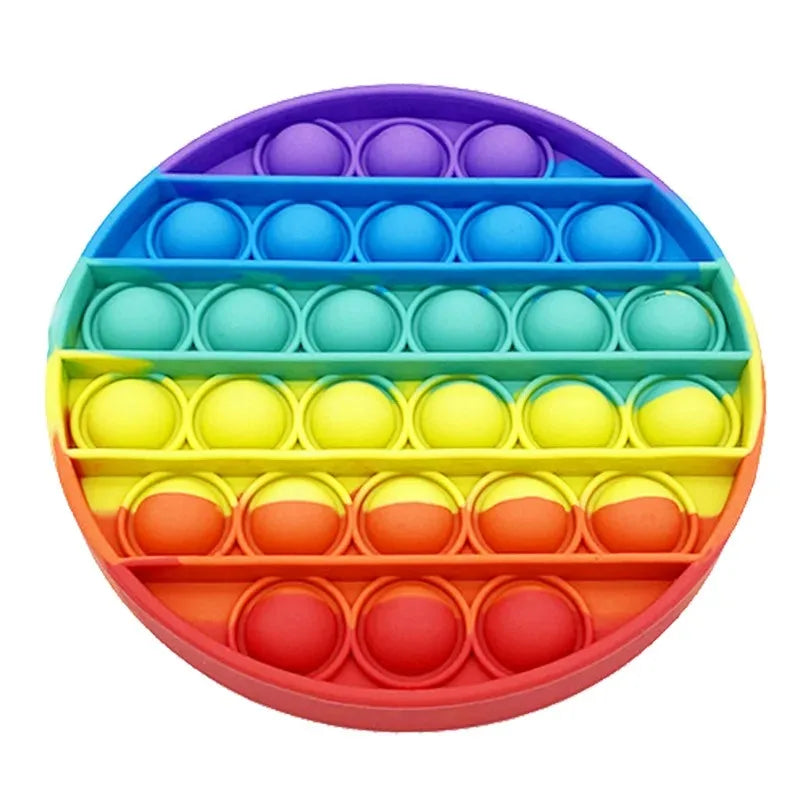 Rainbow Square Round Fidget Toys Push Bubble Sensory Toys Big Size 20cm Autism Needs Squishy Stress Relief Toys Children Gifts