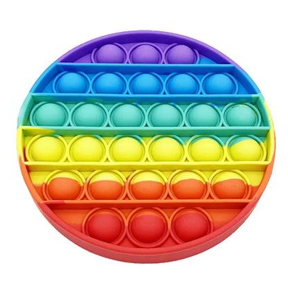 Rainbow Square Round Fidget Toys Push Bubble Sensory Toys Big Size 20cm Autism Needs Squishy Stress Relief Toys Children Gifts