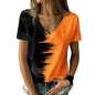 New women's V-neck T-shirt, black and white, suitable for document subscribers, 3D printing, vacation