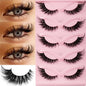 5 Pairs Cat Eye Lashes Fake Eyelashes Natural Long Manga Lashes Winged End Eye Elongated Eyelashes Fake Lashes Makeup