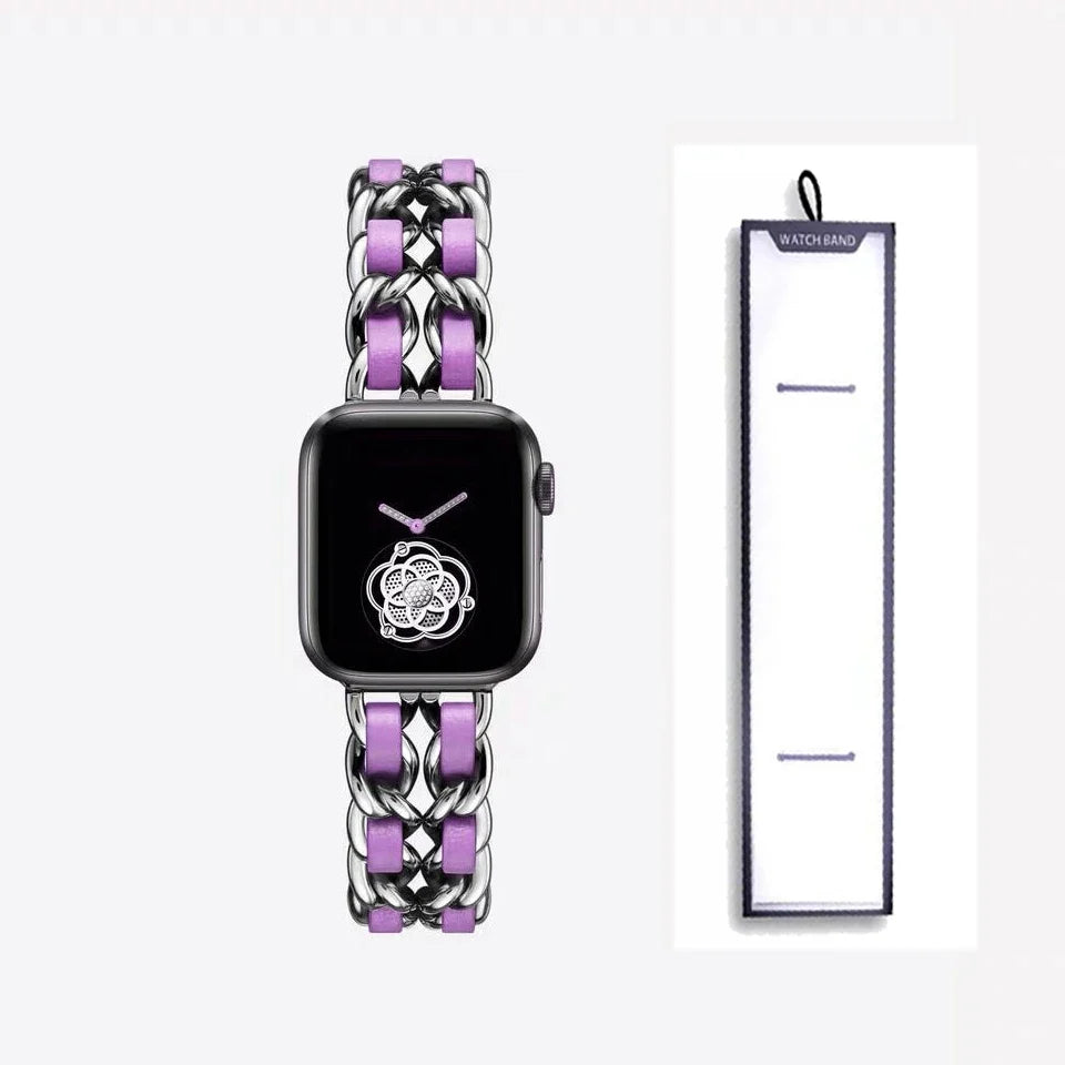 Apple Watch Woven-Accent Chain Bracelet Band