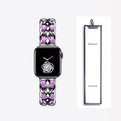 Apple Watch Woven-Accent Chain Bracelet Band