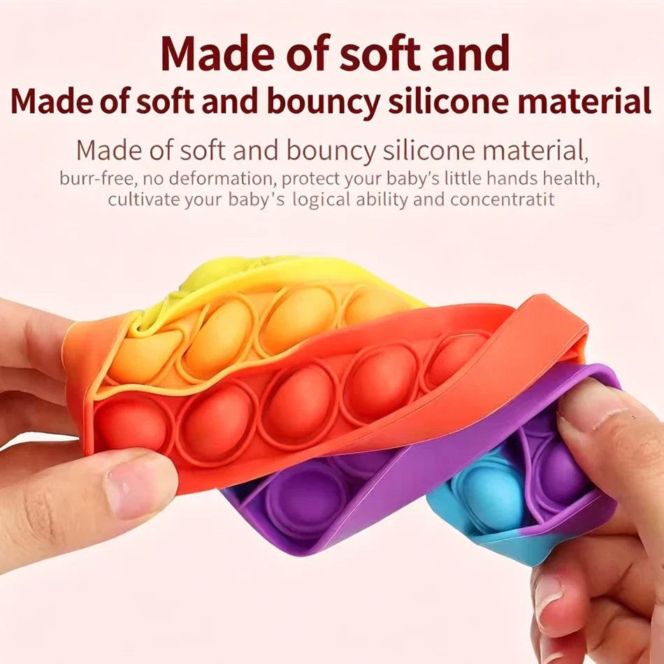 Rainbow Square Round Fidget Toys Push Bubble Sensory Toys Big Size 20cm Autism Needs Squishy Stress Relief Toys Children Gifts