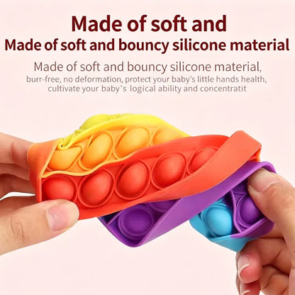 Rainbow Square Round Fidget Toys Push Bubble Sensory Toys Big Size 20cm Autism Needs Squishy Stress Relief Toys Children Gifts