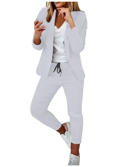 2 Piece Women's Autumn Winter Suit Fashion Slim Fit Lace-Up Small Feet