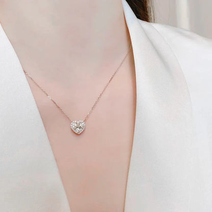 Huitan Heart Women Pendant Necklace Romantic Wedding Party Simple Style Accessories Inlaid Shining CZ Fashion Lady Jewelry Gift