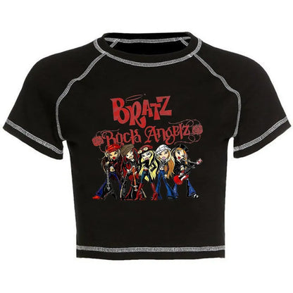 Women's Y2K Gothic Cartoon Print T-Shirt Trendy