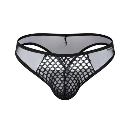 Mens Slip Bikini Jockstrap Briefs Mens Panties Sexy Fishnets Hole Transparent Mesh Ice Silk Men Underwear Sissy Men Underpants