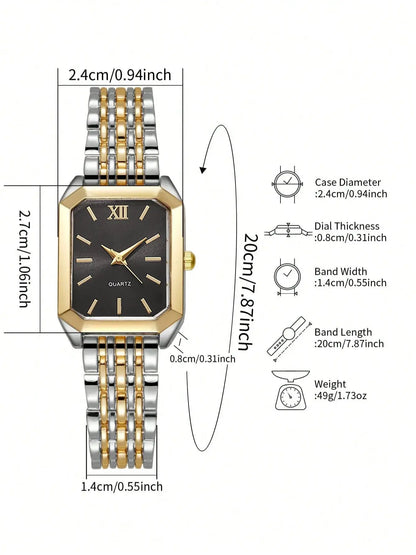 Ladies Quartz Watch Set with Embedded Jewelry Birthday Gift Not including Box Elegant Timepiece And Accessory Combo