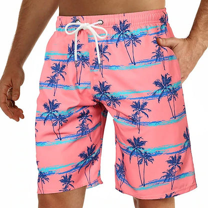 Men's Hawaiian Swim Trunks Surf Trunks Palm Tree Shorts Fashion Street Trend Casual Daily Vacation Elastic Waist Design Clothing