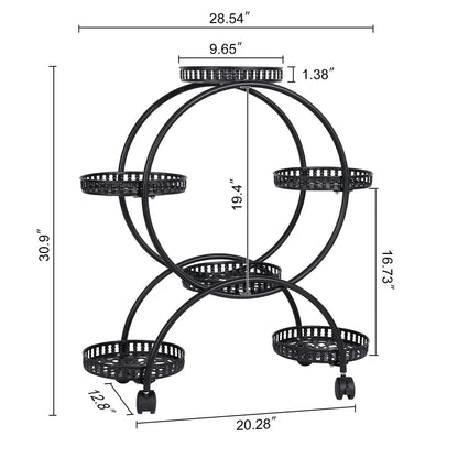 Heavy Duty Metal Plant Stand with Lockable Wheels Garden Cart Flower Pots Holder for Indoor Outdoor Use