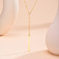 Drop Y Lariat Necklace with Bar Pendant, Stainless Steel Long Chain, Womens Necklaces Trendy