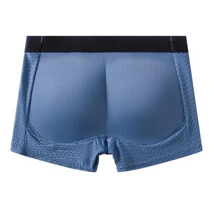 Mesh Breathable Men's Underwear, Comfy Stretchy Butt Shaping Boxer Briefs Shorts, Gym Athletic Hip Lifting Trunks