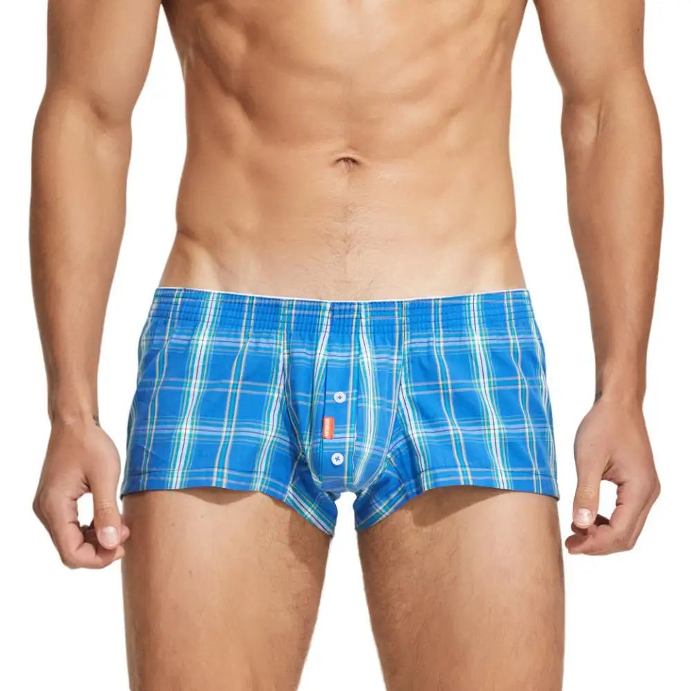 New SEOBEAN Cotton Plaid Boxer Shorts Men's Classic Underwear Men Boxers Loungewear Underpants Sleep Aro Pants Shorts