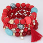 Bohemian Beads Charm Bracelets & Bangles for Women Fashion Love Feather Tassel Bracelet Multilayer Bracelet Femme 2024New