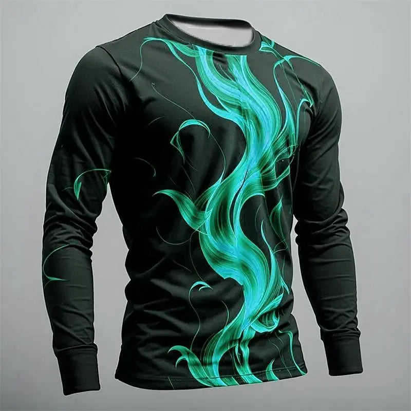 Funny 3D Print T Shirt For Men Casual O-neck Loose Pullover Fashion Cotton Long Sleeve T-shirt Autumn Trend Harajuku Men's Tops