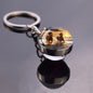 Horse Pattern Keychains White Brown Horse Racing Double Sided Glass Ball Pendant Key Chain Fashion Animal Jewelry Keyring Gift
