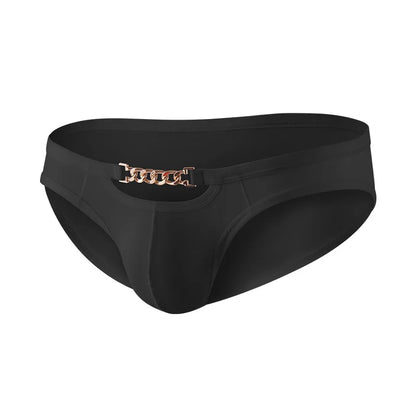 New personalized men's metal chain sweat-absorbing ice silk underwear, cross-border low-rise briefs GT502