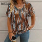 Summer Vintage Leopard 3D Print T-Shirt Women Streetwear Casual T Shirts Plus Size Tops Woman Loose V-Neck Tee Oversized Clothes