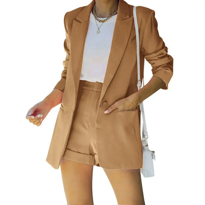 Elegant Two Piece Blazer Suit Sets Women OL Office Sets Slim Cardigan