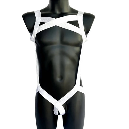 Sexy Lingerie Man Harness Chest Bodysuit Fetish Men Hollow Out Bondage Jockstrap Gay Underwear Men's Jumpsuit Ring Strap Fun