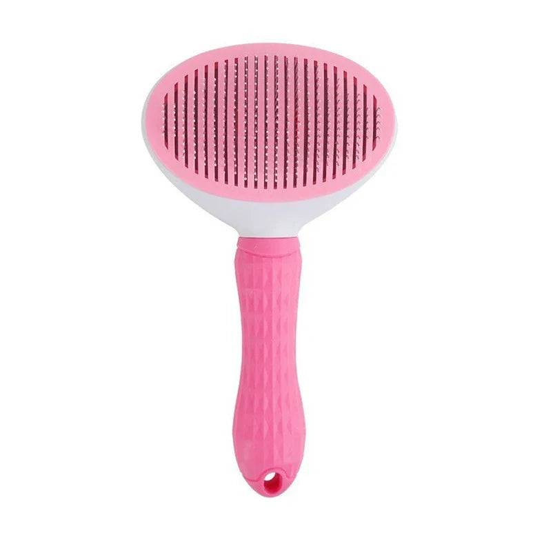 One-Click Pet Hair Removal Comb for Effortless Grooming of Dogs and Cats - Float Hair Removal Slicker Brush with Automatic Funct