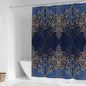 Luxury Red Gold Damask Print Shower Curtain, Waterproof Polyester Bathroom Curtain with Hooks