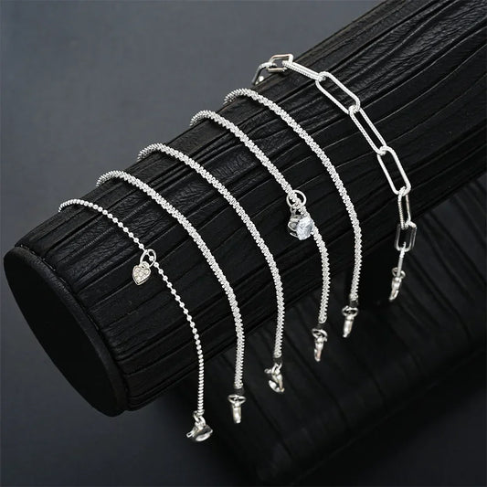 6pcs 925 Sterling Silver Rhinestone Bracelets for Women Girls Luxury
