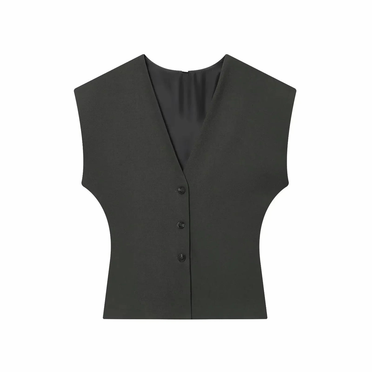 Women Fashion 2-Piece Set Single-breasted Sleeveless V-Neck Pinstripe Vest+Summer Pleated Loose Pocket Belt Zipper Pants