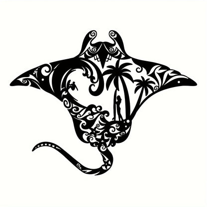 Coastal Charm Metal Manta Ray Wall Art - Beach-Themed Decor With Surfboard, Waves, Iron Art, Wall decoration, Wall Sticker
