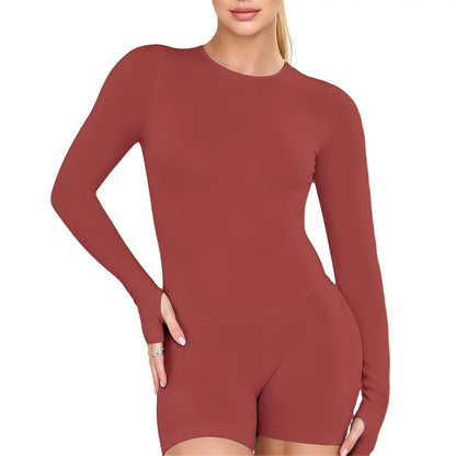 Women's Backless Long Sleeve Workout Jumpsuit