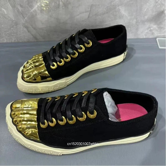 New Men's and Women's Gold Toed Board Shoes, Adult Lace Up Flat Cloth