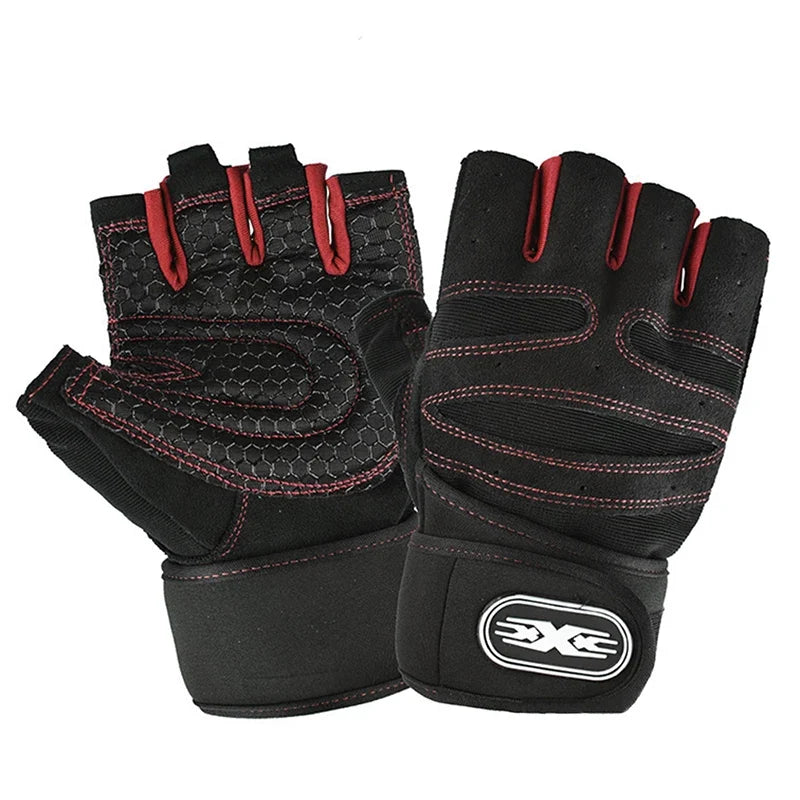 Workout Gloves for Men Women Half Finger Glove with Wrist Wrap for Sport Weight Lifting Training Bicycle Motorcyclist Gym Glove