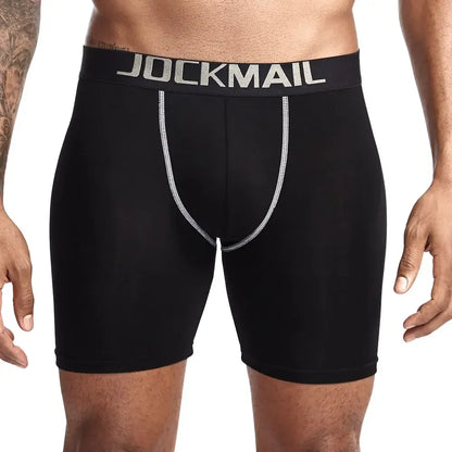 Men Sexy Padded Long Boxer Underwear Butt-Enhancing Trunk with Removable Two Pads Butt Lifter Pouch Shorts Gay Male Panties