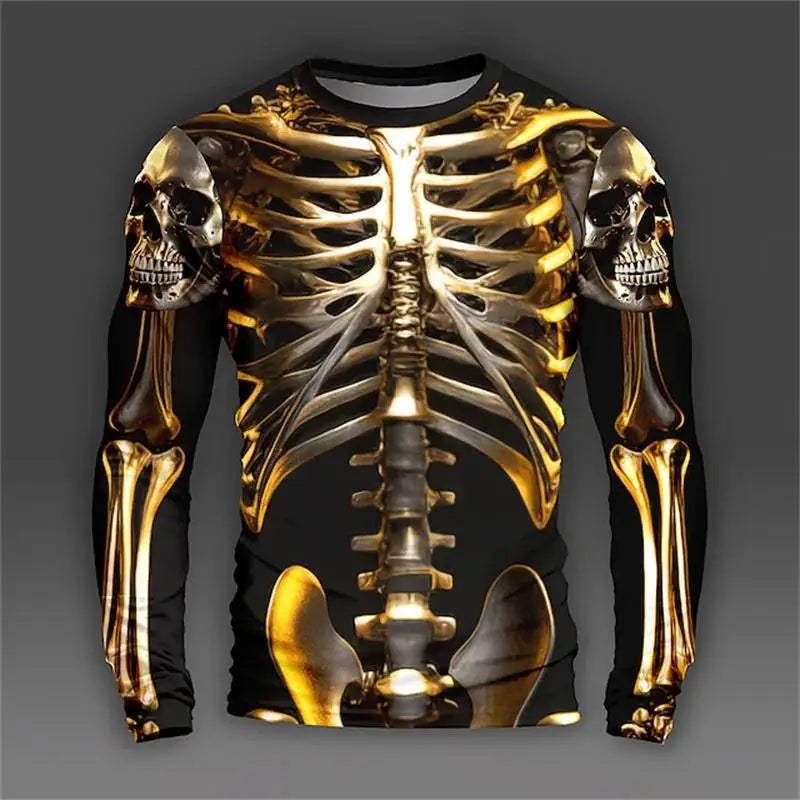 2024 new men's long-sleeved t-shirt 3d printing fake suit printing men's autumn tops casual round neck t-shirt fake two pieces