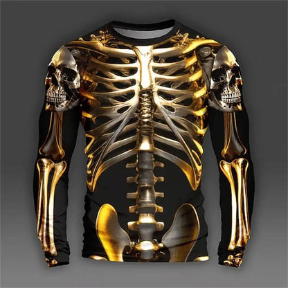2024 new men's long-sleeved t-shirt 3d printing fake suit printing men's autumn tops casual round neck t-shirt fake two pieces