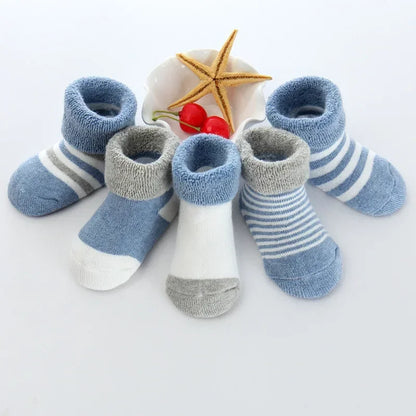 5pairs/lot Unisex Non-Skid Baby Shoe Socks 0-12months Cotton Baby Boy