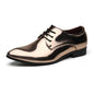 Fashion Trend Patent Leather Men Wedding Shoes Gold Blue Red White Oxfords Shoes Designer Pointed Toe Dress Shoes Big Size 37-48