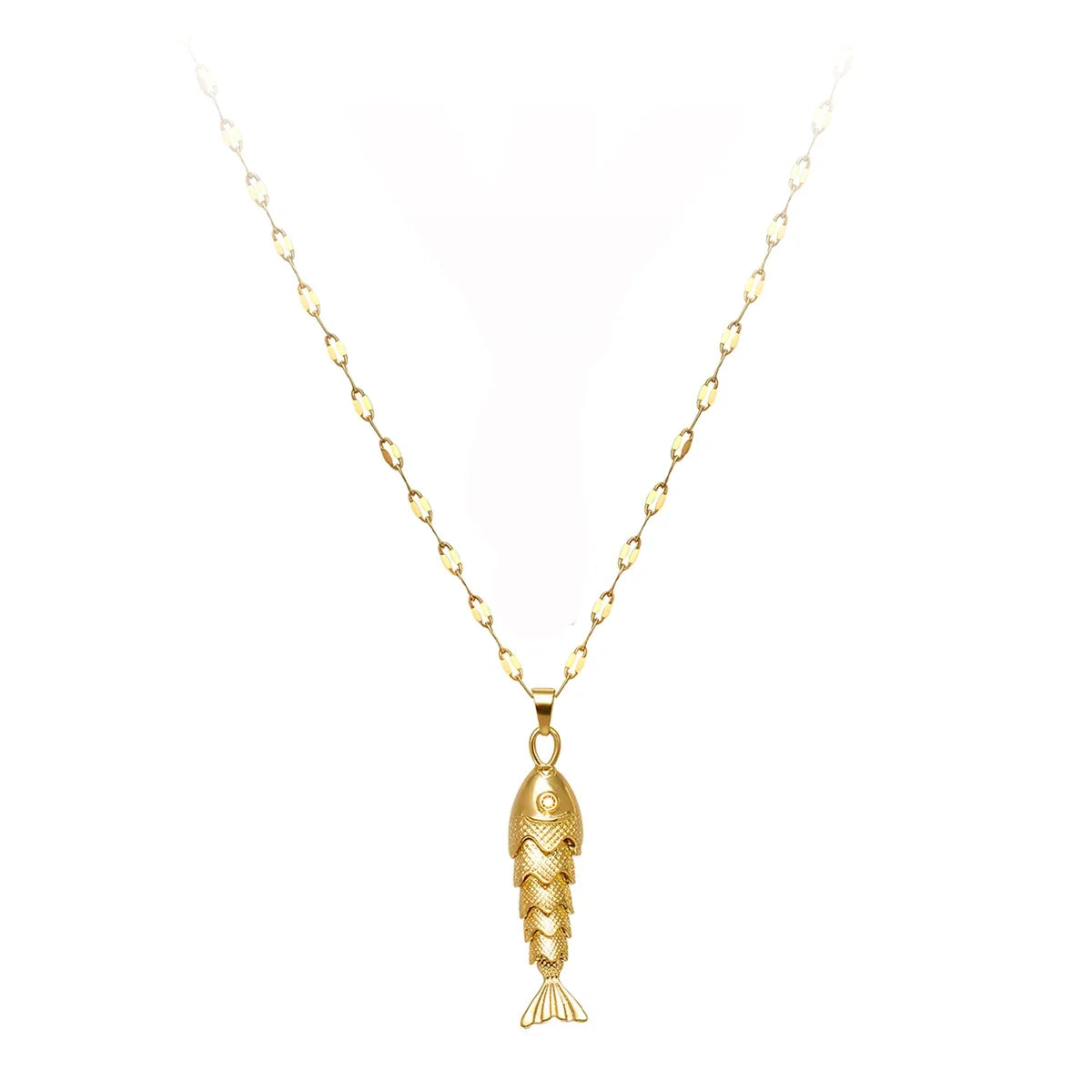 Trendy Gold-Plated Retro Personality Agile Small Fish Necklace for Women Anti-Allergic Fashionable Jewelry Accessory