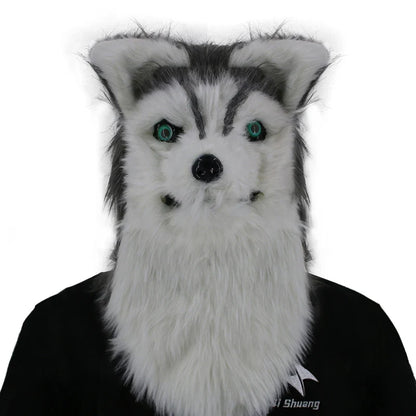 Movable Mouth Fox Mask Halloween Costume Cosplay Party Mouth Mover Wolf Masks Animal Panda Husky Orangutan Artificial Fur Mask
