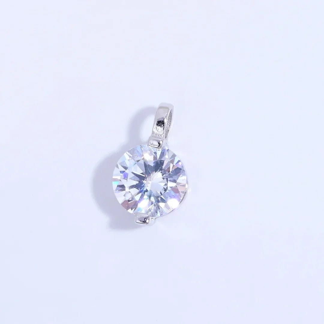 S925 Sterling Silver Inlaid Two-Claw Single Zircon Charm DIY Handmade Bracelet And Necklace Jewelry Accessories SD77